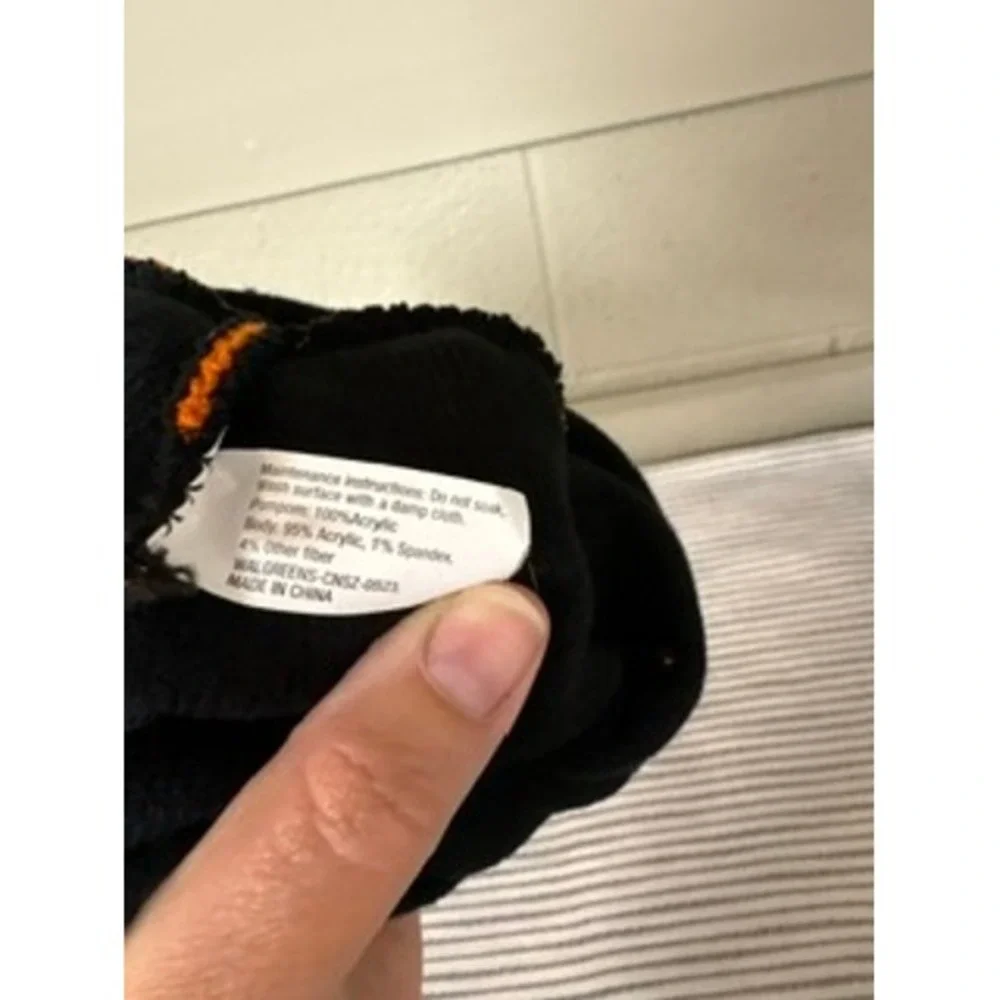 Walgreens Halloween Ghost Light Up Beanie Hat Orange Black Striped Pom Pom Kids